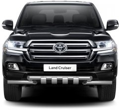 Защита переднего бампера двойная с зубьями 63/63мм (НПС) Toyota LAND CRUISER 200 с 2014 PT Group