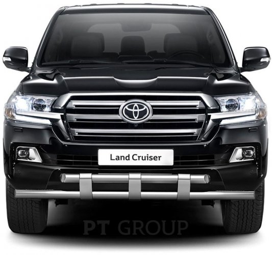 Защита переднего бампера двойная с пластинами 63/63мм (НПС) Toyota LAND СRUISER 200 с 2014 PT Group