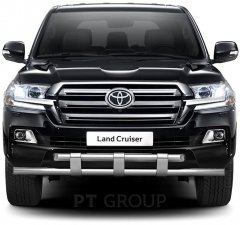 Защита переднего бампера двойная с пластинами 63/63мм (НПС) Toyota LAND СRUISER 200 с 2014 PT Group