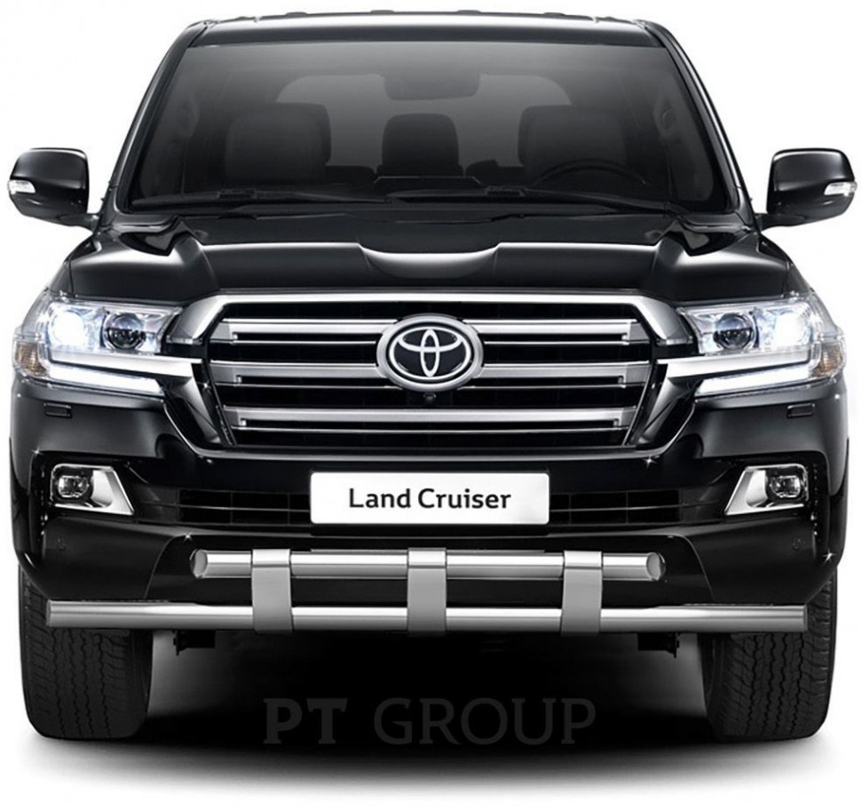 Защита переднего бампера двойная с пластинами 63/63мм (НПС) Toyota LAND СRUISER 200 с 2014 PT Group