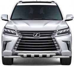 Защита переднего бампера двойная с зубьями 63/63мм (НПС) LEXUS 450D с 2015 PT Group