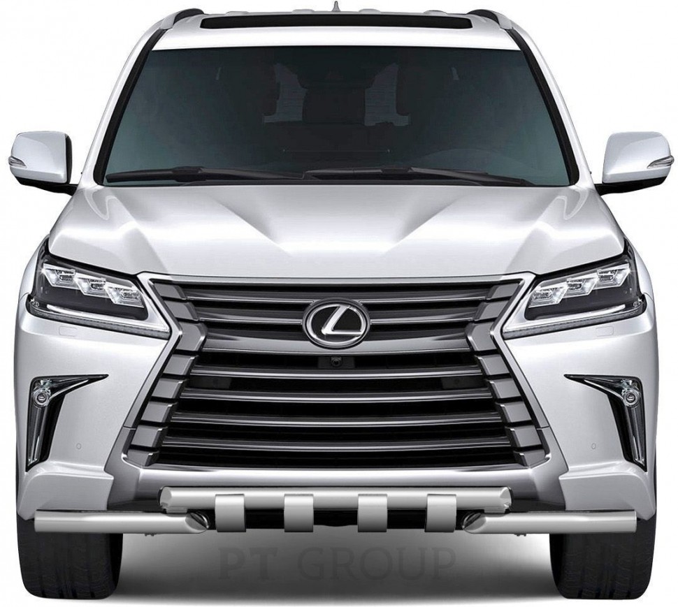 Защита переднего бампера двойная с зубьями 63/63мм (НПС) LEXUS 450D с 2015 PT Group