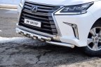 Защита переднего бампера двойная с зубьями 63/63мм (НПС) LEXUS 450D с 2015 PT Group