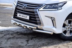 Защита переднего бампера двойная с зубьями 63/63мм (НПС) LEXUS 450D с 2015 PT Group