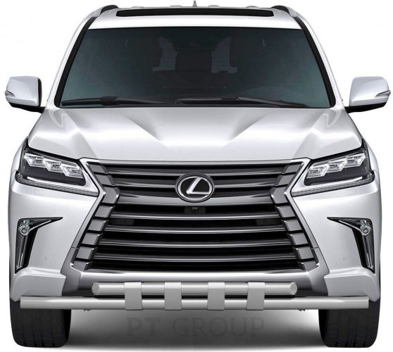 Защита переднего бампера двойная с пластинами 63/63мм (НПС) LEXUS 450D с 2015 PT Group