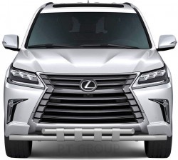 Защита переднего бампера двойная с пластинами 63/63мм (НПС) LEXUS 450D с 2015 PT Group