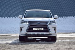 Защита переднего бампера двойная с пластинами 63/63мм (НПС) LEXUS 450D с 2015 PT Group