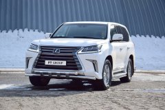 Защита переднего бампера двойная с пластинами 63/63мм (НПС) LEXUS 450D с 2015 PT Group