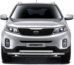 Защита переднего бампера двойная 63/51мм (НПС) KIA Sorento с 2014 PT Group