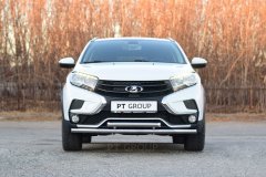 Защита переднего бампера двойная 51/51 мм (НПС) LADA XRAY Cross с 2018 PT Group