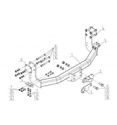 Фаркоп Mercedes Sprinter 1995-2006/ Classic с 2013/Volkswagen LT 1995-2006 AvtoS MB 09