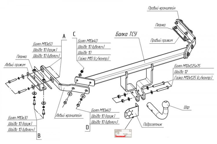 Фаркоп Nissan Juke 2WD 2010-2019. 4370-A Oris