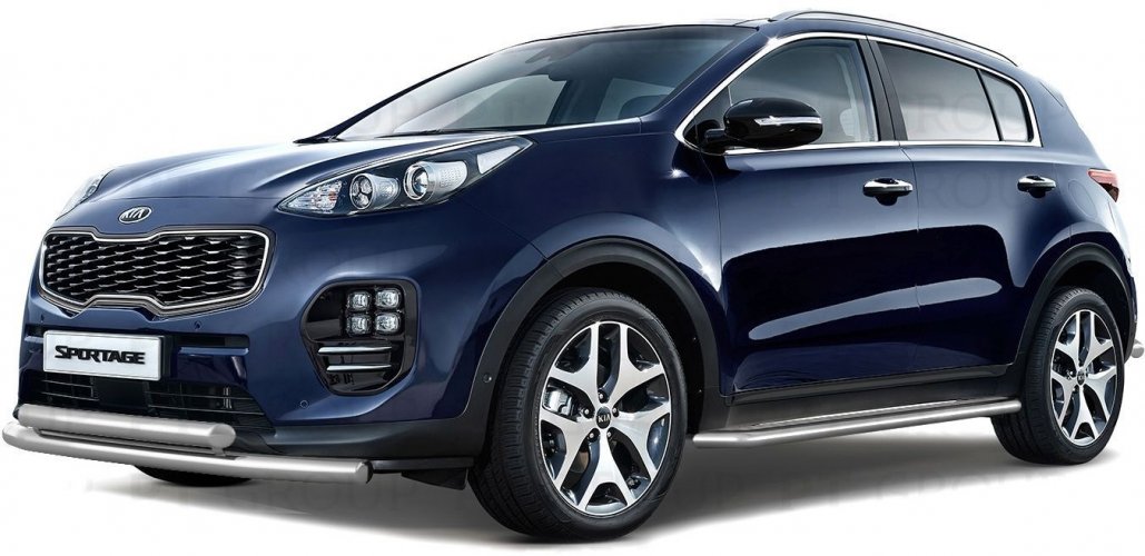 Защита переднего бампера двойная 63/63мм (НПС) KIA Sportage 2016- PT Group