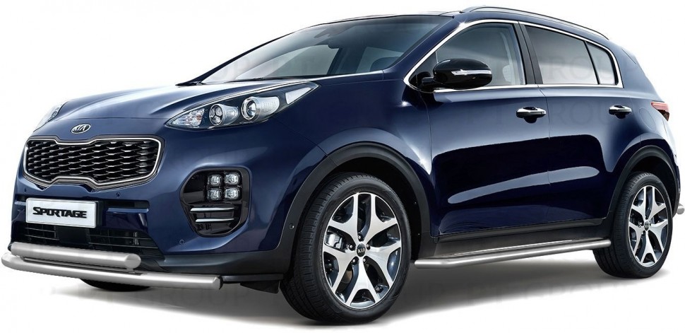 Защита переднего бампера двойная 63/63мм (НПС) KIA Sportage 2016- PT Group