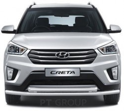Защита переднего бампера двойная 63/63 мм (НПС) Hyundai CRETA 2016 PT Group