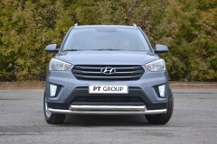 Защита переднего бампера двойная 63/63 мм (НПС) Hyundai CRETA 2016 PT Group