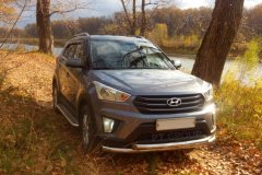 Защита переднего бампера двойная 63/63 мм (НПС) Hyundai CRETA 2016 PT Group