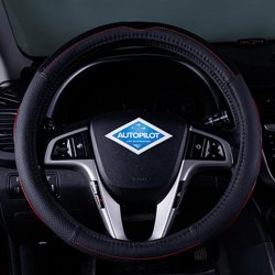 Оплетка руля Автопилот BLW-018 черный+кр.строчка