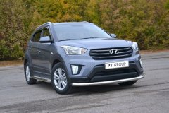 Защита переднего бампера одинарная 63 мм (НПС) Hyundai CRETA c 2016 PT Group
