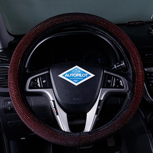 Оплетка руля Автопилот BLW-016 (текстиль+стразы) красный