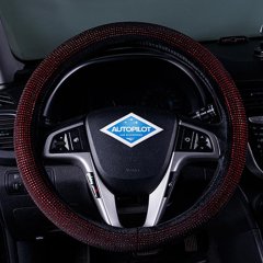 Оплетка руля Автопилот BLW-016 (текстиль+стразы) красный