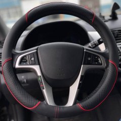 Оплетка руля Автопилот GL2011 черный+кр.строчка